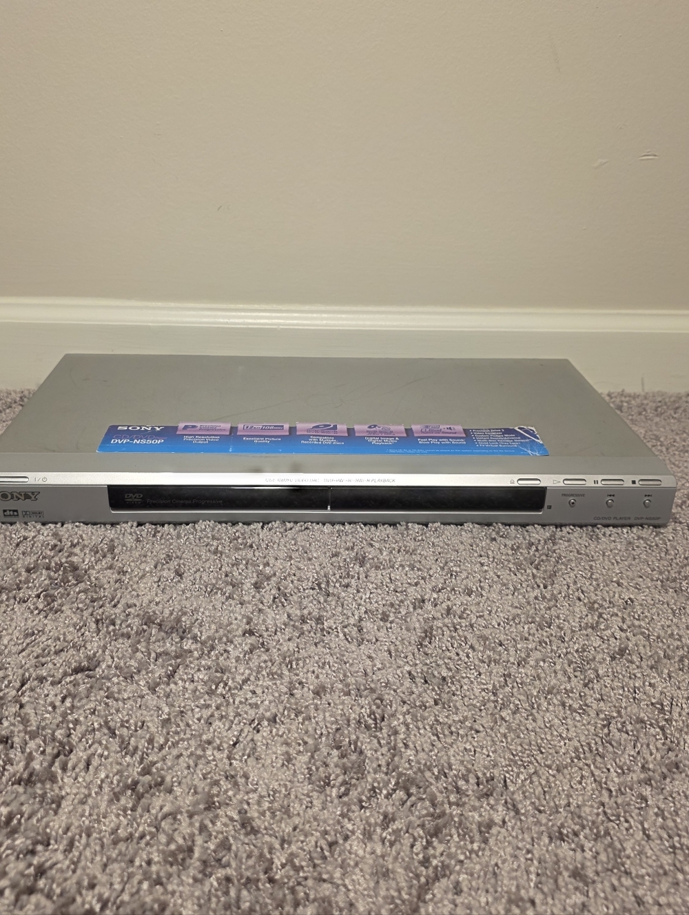 Sony DVD Player DVP-NS50P DVD/CD Player‎ Silver Power Cable Only Tested